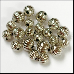 Hollow Fluted Beads: Nickel (2 sizes)